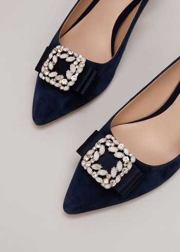 Phase Eight Suede Embellished Kitten Heels Navy Australia | KC7850649